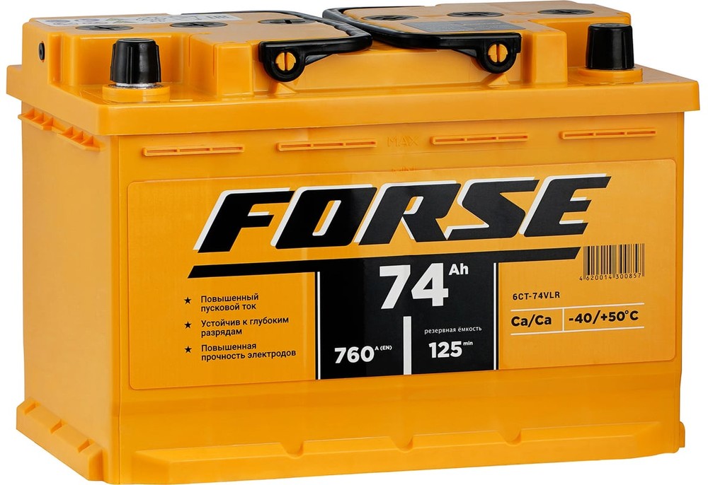 Аккумулятор Forse R+ 760A 6СТ-74VLR 74 А/ч (277x175x190)