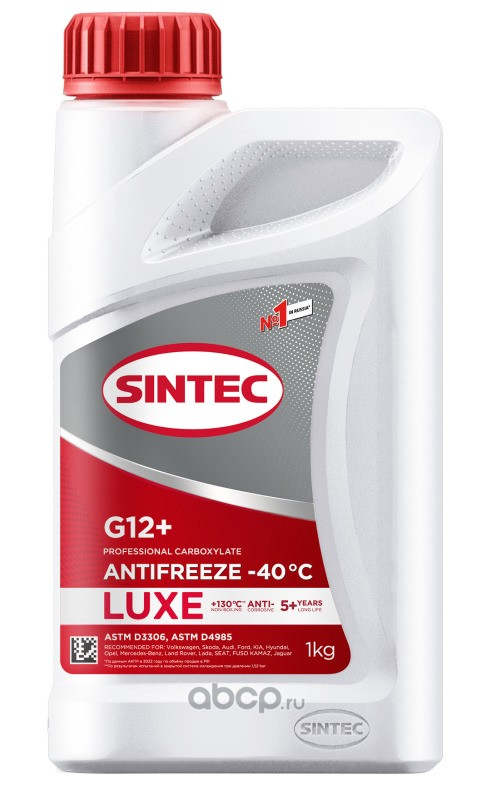 Антифриз SINTEC G12+ LUXE (-40) 1кг 0,87л красный 990550