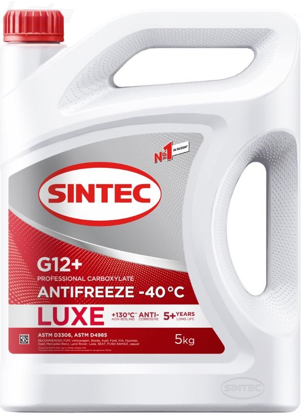 Антифриз SINTEC G12+ LUXE RED (PROFESSIONAL CARBOXYLATE) 5кг 614503