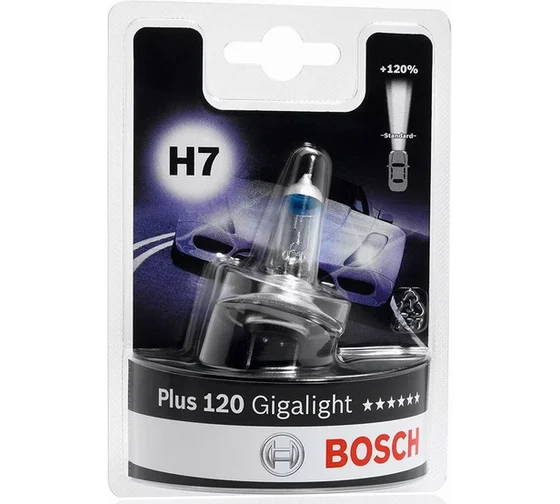 Автолампа BOSCH H7 12V 55W Gigalight Plus 120 1шт, блистерная упаковка 1987301110