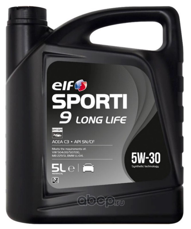 ELF  Масло моторное ELF Sporti 9 Long Life 5W30 C3 SN 504/507 MB229.51 BMW LL-04 214251