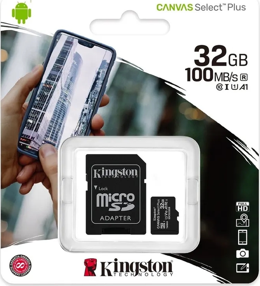 Карта памяти Kingston SDHC 32Gb Class10 SDS2/32GB Canvas Select Plus w/o adapter 32 ГБ 