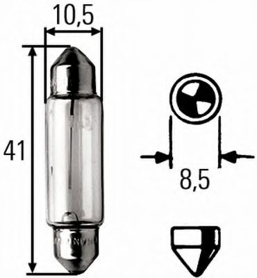 Лампа накаливания (C5W) 12V 10W SV8.5-8 L=41
