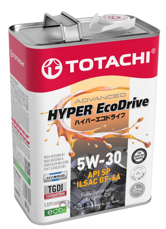 Масло моторное TOTACHI 5W-30 HYPER Ecodrive Fully Synthetic 4л ILSAC GF-6A