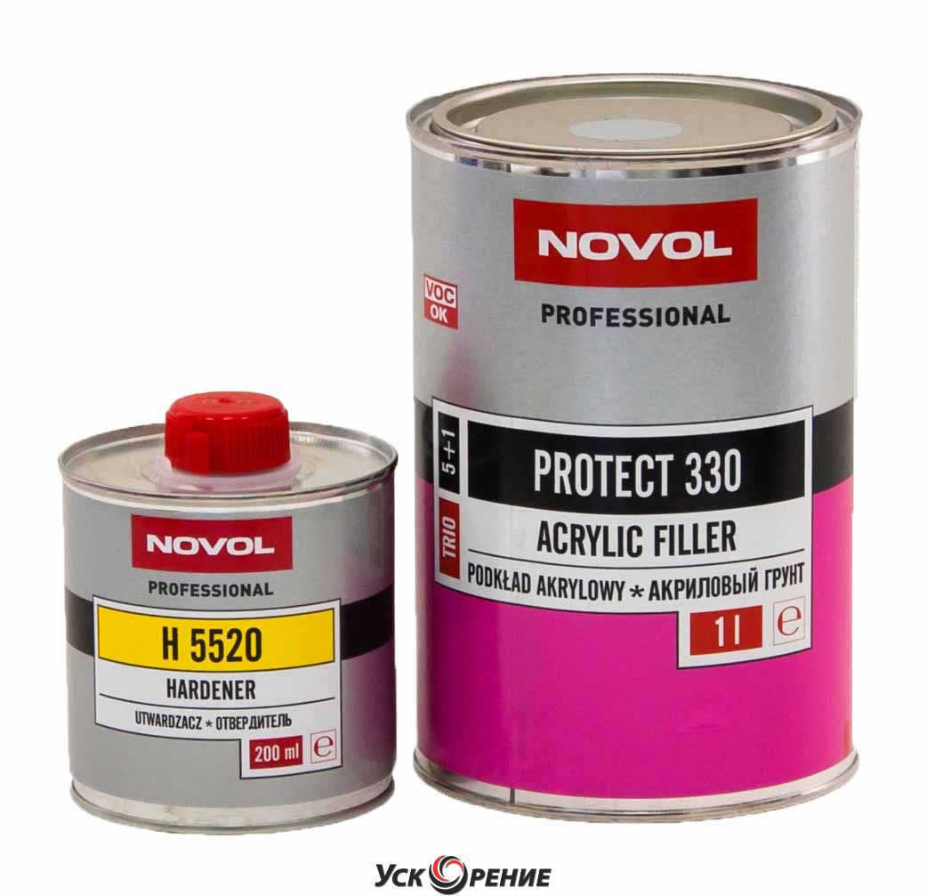 PROTECT 330 Грунт акриловый 5+1 черный с отвердителем H5520 стандартным 1,25л