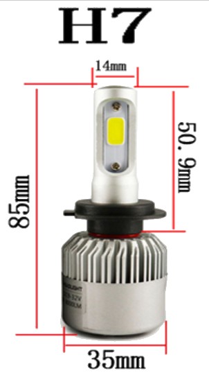Светодиодная лампа в головной свет H7 S2 COB с кулером (к-т 2шт) 5000K 4000LM 01044RA